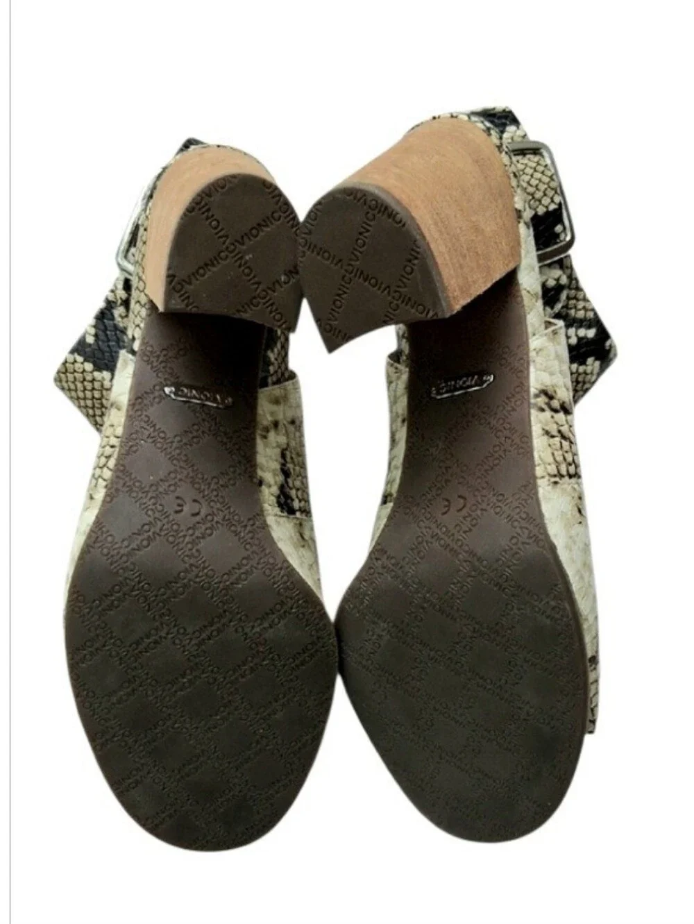 Vionic Blakely Snakeskin Print Peep Toe Block Heel Booties Size 8.5 NWOT